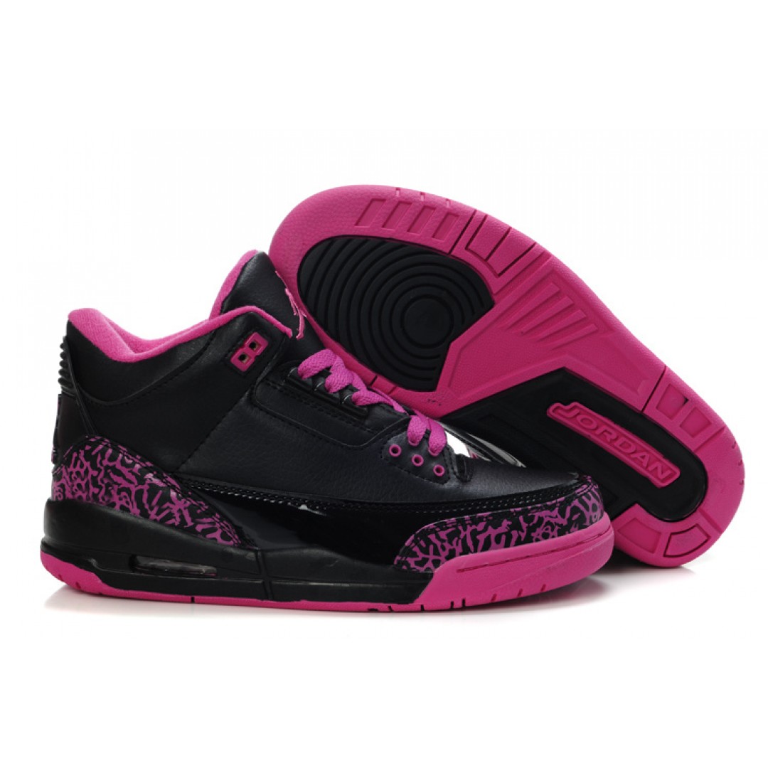 Womens Air Jordan 3 Red Black - Click Image to Close